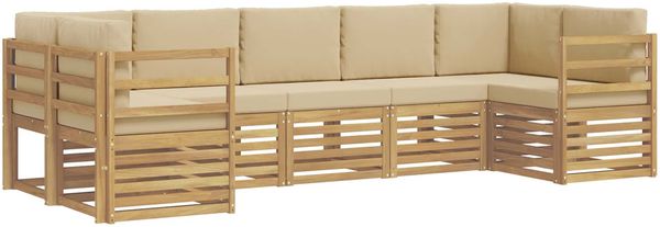 vidaXL Ecksofa Set 7 pcs Weiß und Beige 304 x 126,5 x 73 cm Polyester 3392418 Bild 2