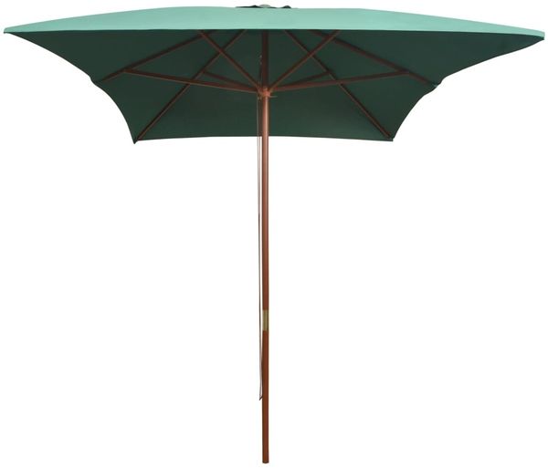 Sonnenschirm, Terrassenschirm 200x300 cm Holzmast Grün