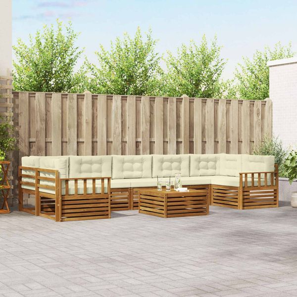 vidaXL Outdoor-Sofagarnitur 8 pcs Weiß und Creme Massivholz Akazie 3390195