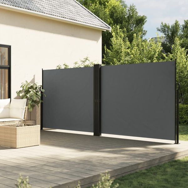 Seitenmarkise Ausziehbar, Balkon Sichtschutz Anthrazit 180x1200 cm
