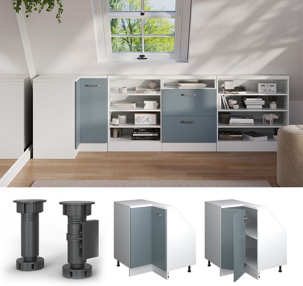 Dachschrägenschrank Eckschrank Rion Blau-Grau/Weiß 75.6 x 81.6 cm mit 1 Tür Vicco Bild 5