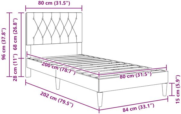 vidaXL Bettrahmen mit Kopfteil Rosa 80 x 200 cm Samt 42027628 Bild 9