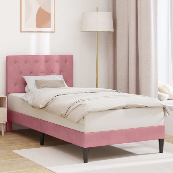 vidaXL Bettrahmen mit Kopfteil Rosa 80 x 200 cm Samt 42027628