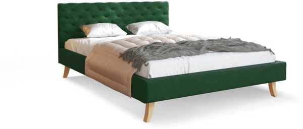 FDM Polsterbett Kalifornia Bettrahmen 120x200, 140x200, 160x200, 180x200cm (MADE IN EU - mit hochwertigem Velours Bezug, Bettrahmen, Bett, Optional mit Matratze bestellbar, mit großen gepolsterten Kopfteil aus hochwertigem Veloursstoff), Holzrahmen mit... Bild 3