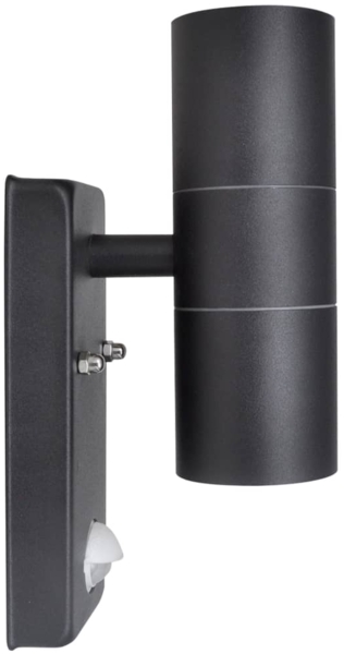 LED-Wandleuchte Edelstahl Zylinderform Schwarz mit Sensor 41097