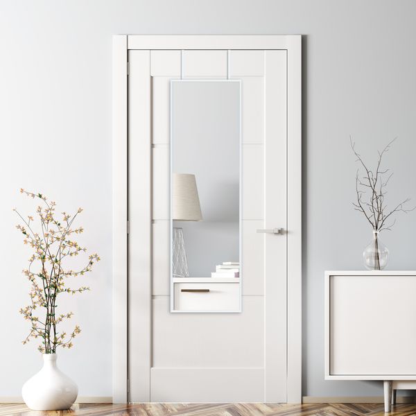 Türspiegel Lesina Aluminiumrahmen 120x37cm Weiß [en. casa]