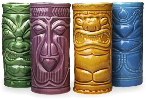 Mikamax Cocktailglas Tiki Cocktailgläser Hawaii Gläser Tiki Totem Cocktailbecher im 4er Set