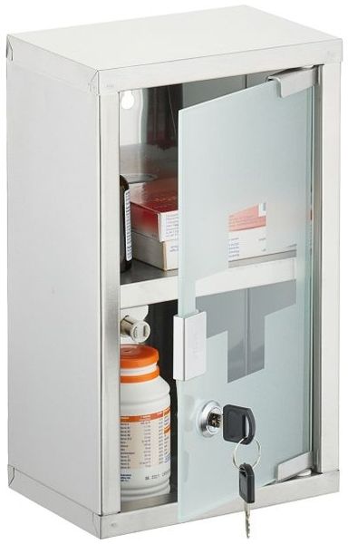 Relaxdays Abschließbarer Medizinschrank Edelstahl
