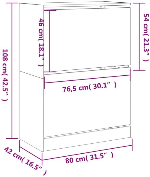 vidaXL Schuhschrank mit 2 Klappen Grau Sonoma 80x42x108 cm 3214404 Bild 10