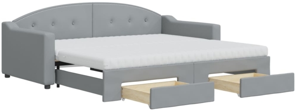 vidaXL Tagesbett Ausziehbar mit Schubladen Hellgrau 90x190 cm Stoff 3197594
