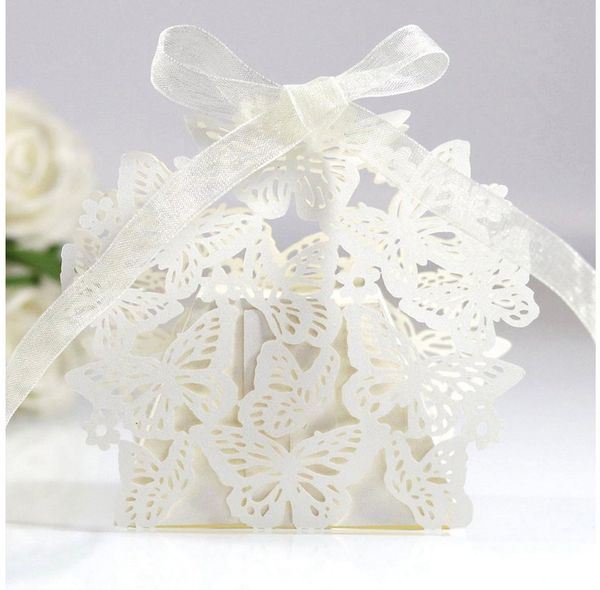 GarveeMore Geschenkbox 50pcs Hohle Schmetterling Hochzeit Süßigkeiten Box