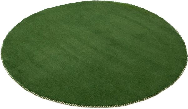 carpetfine Wollteppich Gabbeh Lola Uni, rund, Höhe: 14 mm, mit natürlichem Pflanzenmaterial von Hand gewebt, auch als Läufer