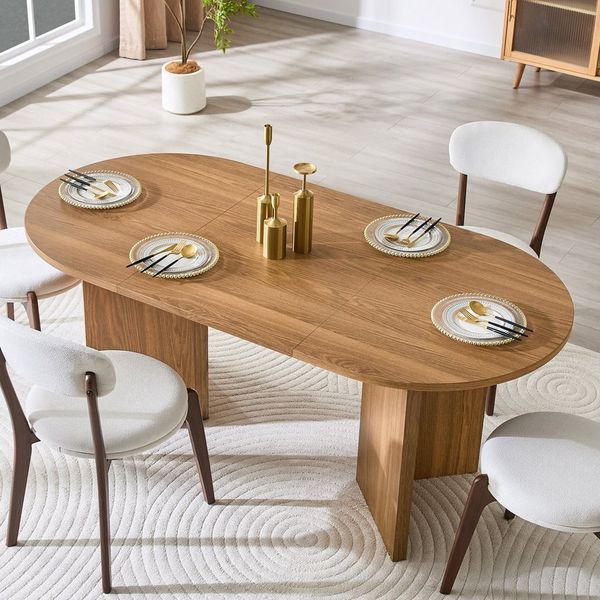 i@home Esstisch (1 Tisch), 180cm Tisch, für 4 bis 6 Personen, oval geformter Küchentisch, modern