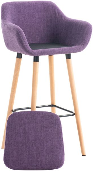 Barhocker mit Lehne Lila VILO - Stoffbezug, 99x55x46cm Barhocker mit Lehne Tresenhocker Barstuhl Küchenhocker Thekenhocker hoher Stuhl Bild 7