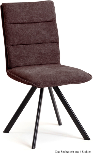 Esszimmerstuhl drehbar (4er-Set) Devan 47 x 92 x 60 Schwarz/Braun