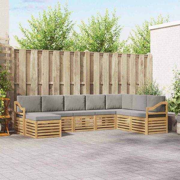 vidaXL Outdoor-Sofagarnitur 8 pcs Weiß und Hellgrau 3392331