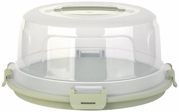 Engelland Kuchentransportbox mit Griff, Deckel und 4-fach Klick-Verschluss, rund, Kunststoff, (36,50 cm x H 17,50 cm, BPA-frei), spülmaschinengeeignet, lebensmittelecht, Stückeinteilungshilfe