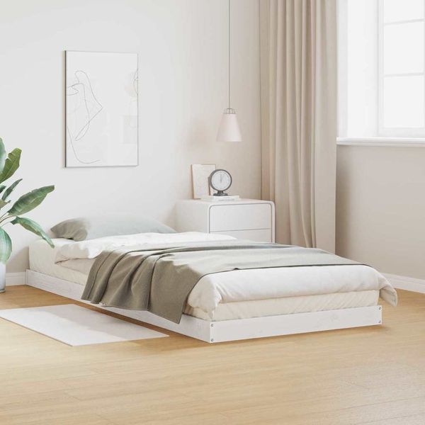 vidaXL Bodenbettrahmen Weiß 100 x 210 cm Massives Kiefernholz 869737