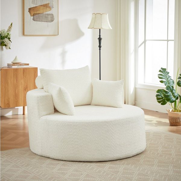 REDOM Relaxsessel für Wohnzimmer, Schlafzimmer, Lounge und Vorführraum (Chenille-Schaumstoff-Einzelsessel mit flauschigem Design, 1-St, 127*127*85), mit Relaxfunktion