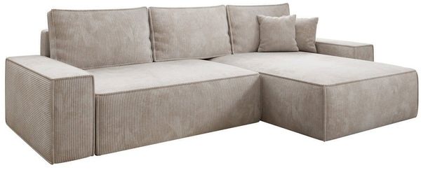 Luxusbetten24 Schlafsofa Designer Sofa Lunaro in Cord, mit Stauraum und Schlaffunktion