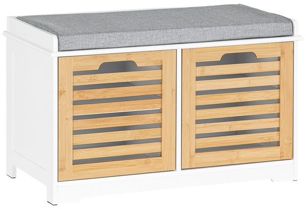 SoBuy FSR23-II-WN Schuhbank, MDF, Lackiert, Holzfarben, 71 x 43 x 35 cm