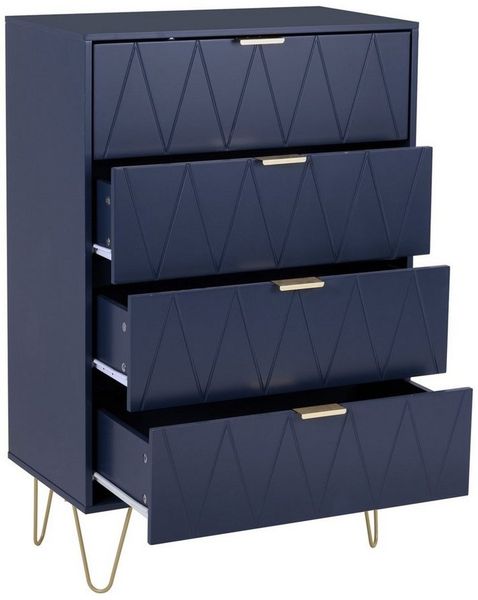 UEV Kommode mit 4 Schubladen, Sideboard für Schlafzimmer,Wohnzimmer (Mehrzweckschrank aus Holz, 60 x 34 x 91 cm), Aufbewahrungskommode, Schrank für Wohnzimmer,Schlafzimmer,Flur