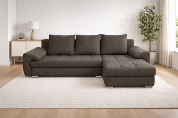 AX LIVING Manisa Wohnzimmer Couch L Form Couch Braun R
