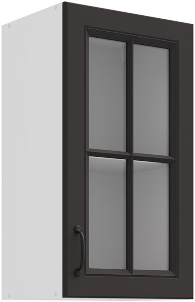 Glashängeschrank 40 cm Stilo Grau Küchenzeile Küchenblock Landhaus Einbauküche