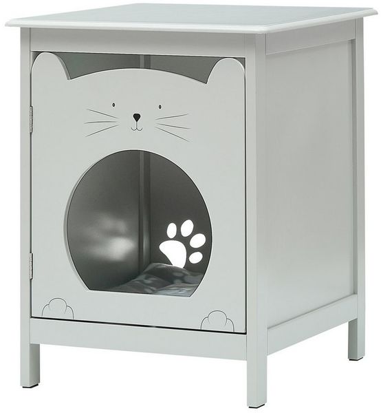 GarveeMore Nachttisch Katzenhaus, Nachttisch,2-in-1-Design für ein gemütliches Zuhause