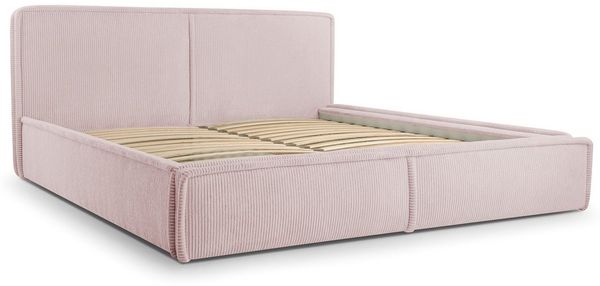 MOEBLO Polsterbett BETT 04 (Bezug: aus Cord, Doppelbett mit Kopfstütze, Rahmenbettgestell 180x200, mit Bettkasten und Lattenrost), mit Bettkasten