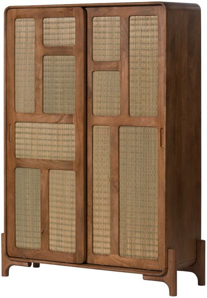 Highboard Mango/Seegras 110 x 40 x 150 hellbraun lackiert MIZUMI #118