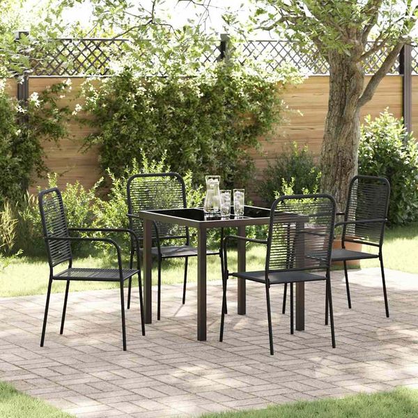 vidaXL Garten Essgruppe 5 pcs Schwarz Pulverbeschichteter Stahl 3379157