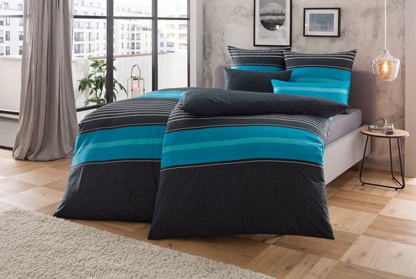 OTTO home Bettwäsche Circle, Polycotton, 2 teilig, Bettwäsche aus Baumwolle mit Streifen-Design, moderne Bettwäsche