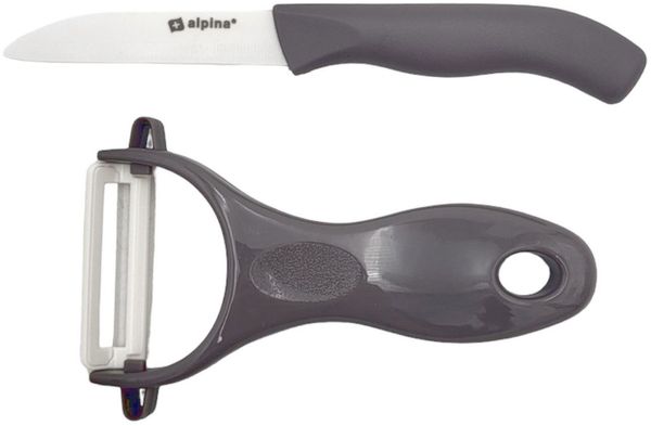 Alpina Keramik Sparschäler & Messer 2er-Set Küchenmesser Obstschäler Gemüseschäler Küchenhelfer Schneidset