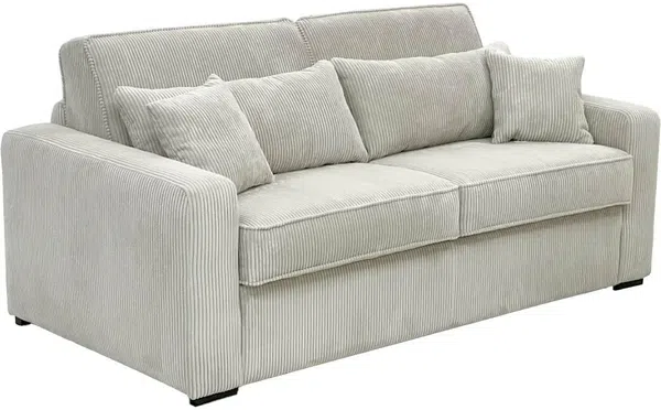 Vente-unique - MONDOVI Sofa SamtStoff Beige - B 208 cm96 cm x H 90 cm x L 214 cm Bild 5
