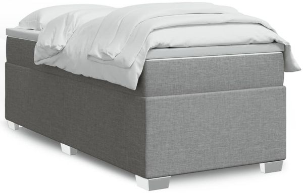 vidaXL Boxspringbett mit Matratze Hellgrau 100x200 cm Stoff 3285109