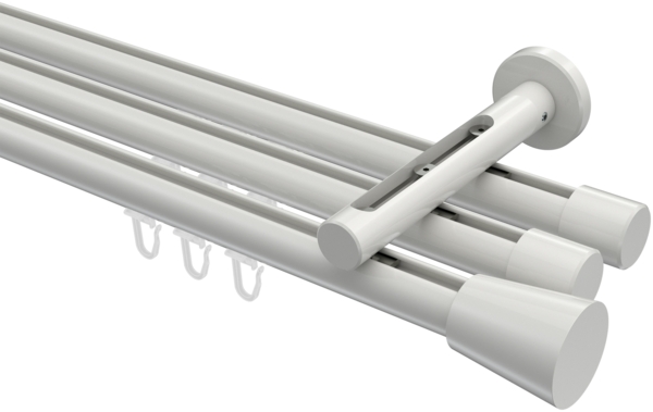 Innenlauf-Gardinenstangen-Set Siteno Sitra 600 cm (geteilt in 3 x 200 cm), 3-läufig, 20 mm Ø Weiß