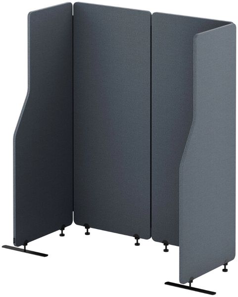 Akustik-Trennwand mit Schalldämmung SADIE - 145x240x1,8cm Anthrazit | Stellwand Büro Raumteiler Office-Akustikwand Sichtschutz freistehend