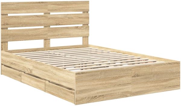 vidaXL Bettrahmen Sonoma-Eiche 140 x 200 cm Ingenieurs Holz 3411829 Bild 4