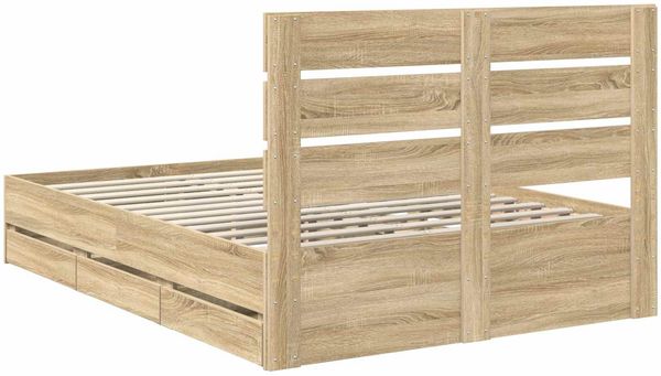 vidaXL Bettrahmen Sonoma-Eiche 140 x 200 cm Ingenieurs Holz 3411829 Bild 10