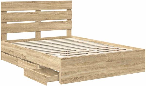 vidaXL Bettrahmen Sonoma-Eiche 140 x 200 cm Ingenieurs Holz 3411829 Bild 5