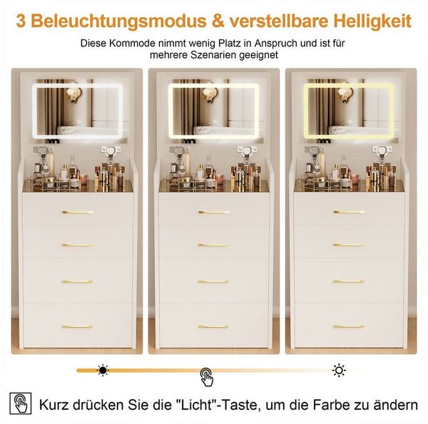 XDeer Konsolentisch 3-in-1 Schminktisch mit offenem Spiegel und 3 Schubladen, Kosmetiktisch B60/H118/T40 cm