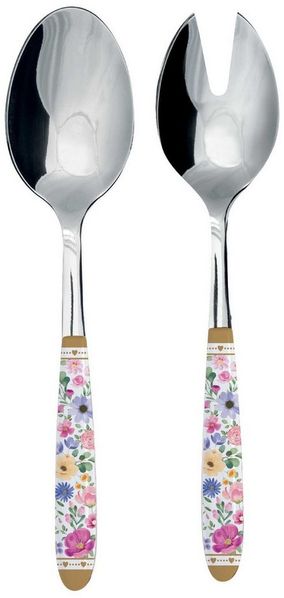 EasyLife Salatbesteck Mon Amour, Spülmaschinengeeignet, Mehrfarbig, Motiv: Herzen & Blumen