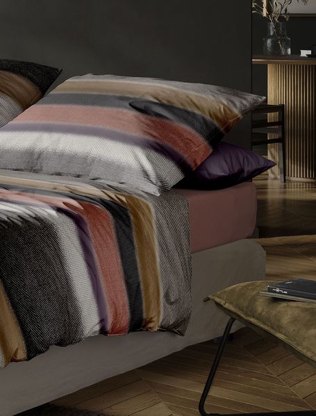 Irisette Feinbiber Bettwäsche Koala 135x200 Streifen braun rost ocker 8617-90