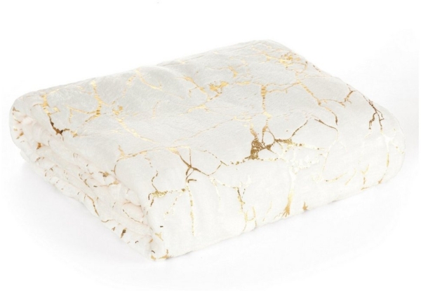 Wohndecke mit goldenem Marmormuster Glamour GLAMO 150x200 cm creme gold