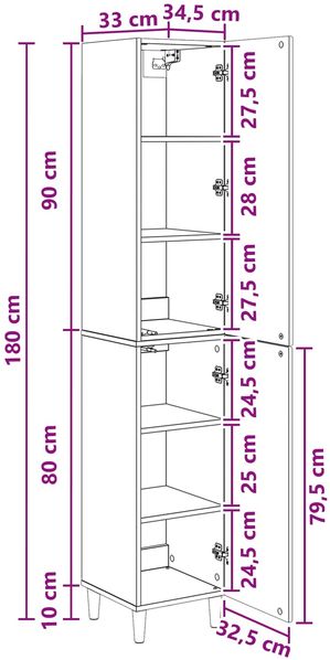 vidaXL Schrankset 2 pcs 33 x 34,5 x 90 cm Holzwerkstoff 3416548 Bild 8