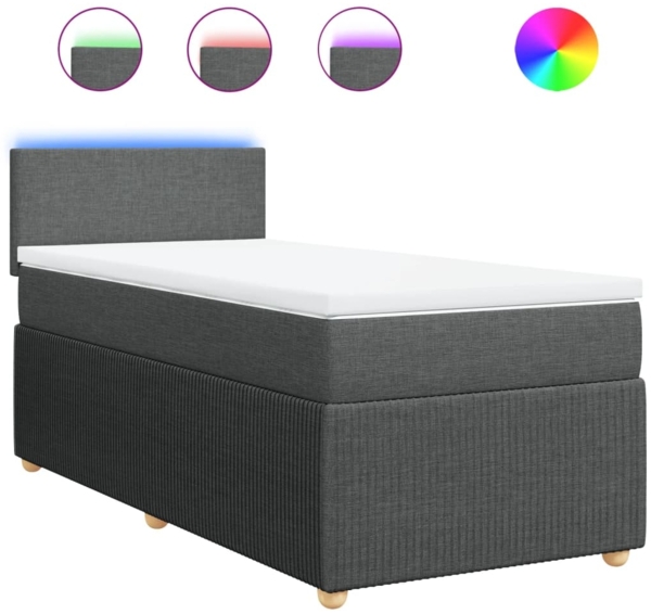 vidaXL Boxspringbett mit Matratze Dunkelgrau 90x190 cm Stoff 3289605