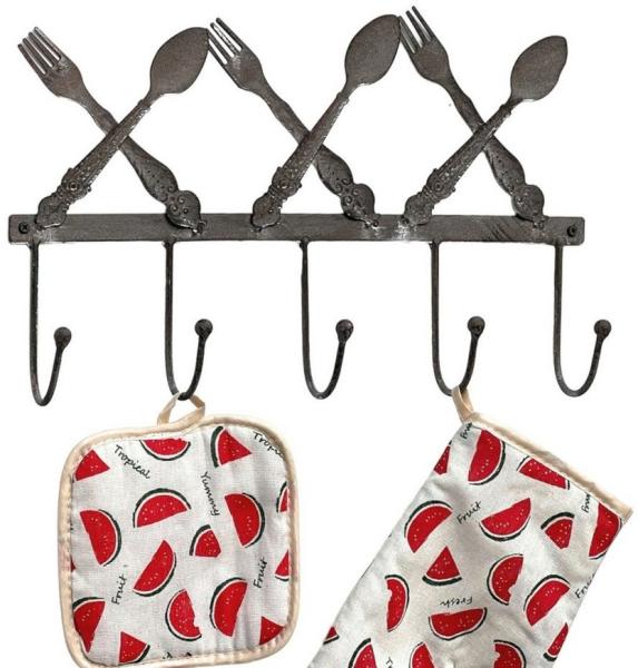 DanDiBo Handtuchhaken Handtuchleiste 96253 Handtuchhalter Küche Metall Hakenleiste Vintage Garderobenleiste Kleiderhakenleiste