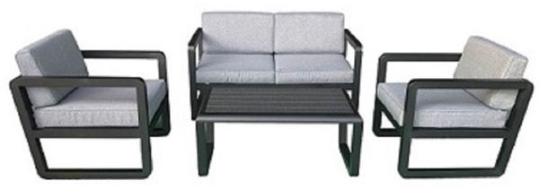 Luxus Premium Garten Lounge schwarz Esstisch Gartenmöbel SET Sitzgruppe inkl. Kissen Bild 6