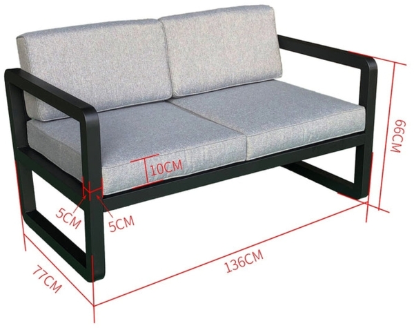 Luxus Premium Garten Lounge schwarz Esstisch Gartenmöbel SET Sitzgruppe inkl. Kissen Bild 2